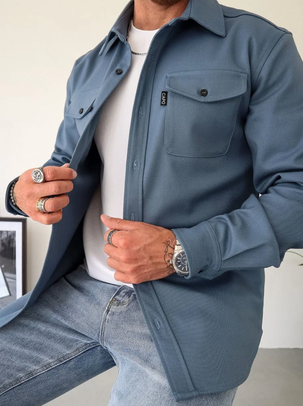 Men’s Button-Up Overshirt with Chest Pockets – Elmbridge