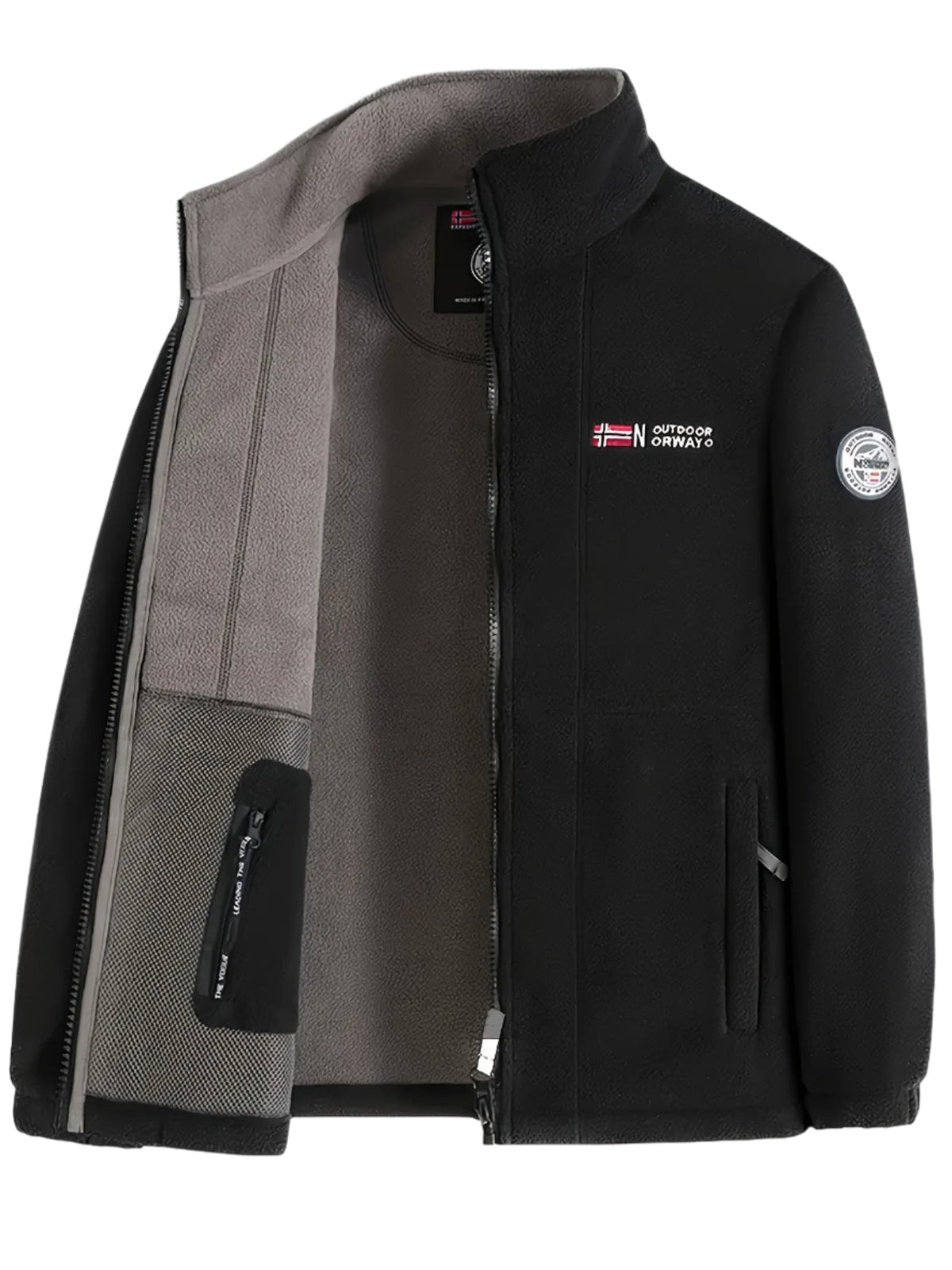Men’s Full-Zip Fleece Jacket with Stand Collar – Alderwick