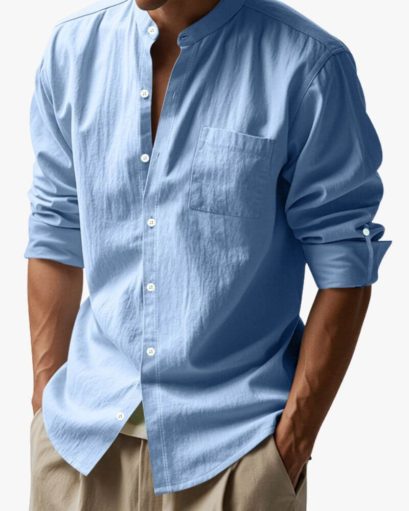 Éloi – Chemise col mao en lin - OPLX - Atelier Opulence