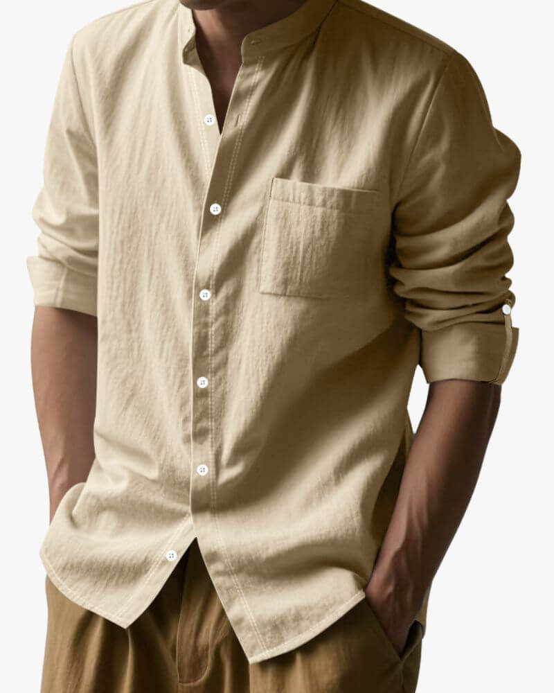 Éloi – Chemise col mao en lin - OPLX - Atelier Opulence