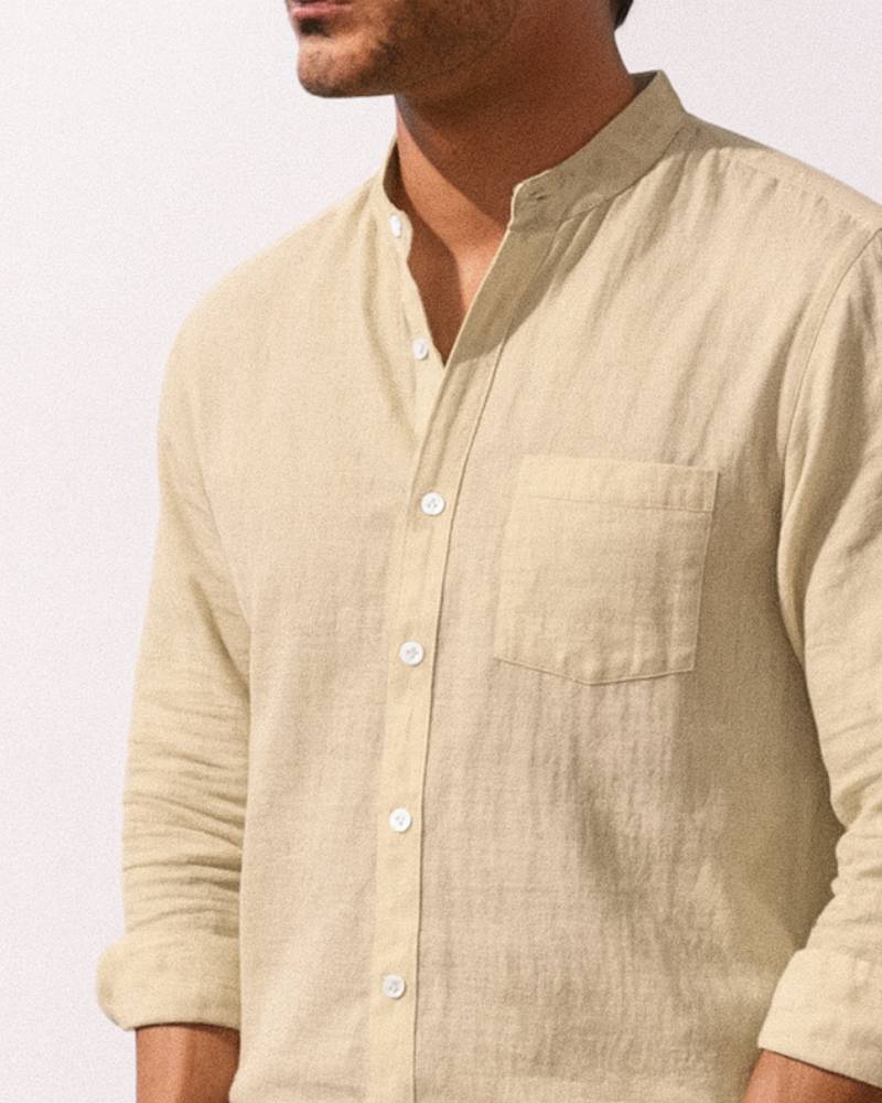 Éloi – Chemise col mao en lin - OPLX - Atelier Opulence