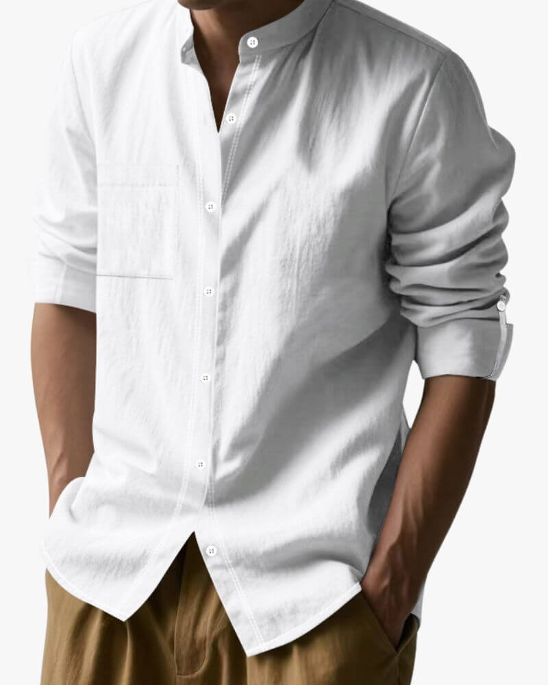 Éloi – Chemise col mao en lin - OPLX - Atelier Opulence