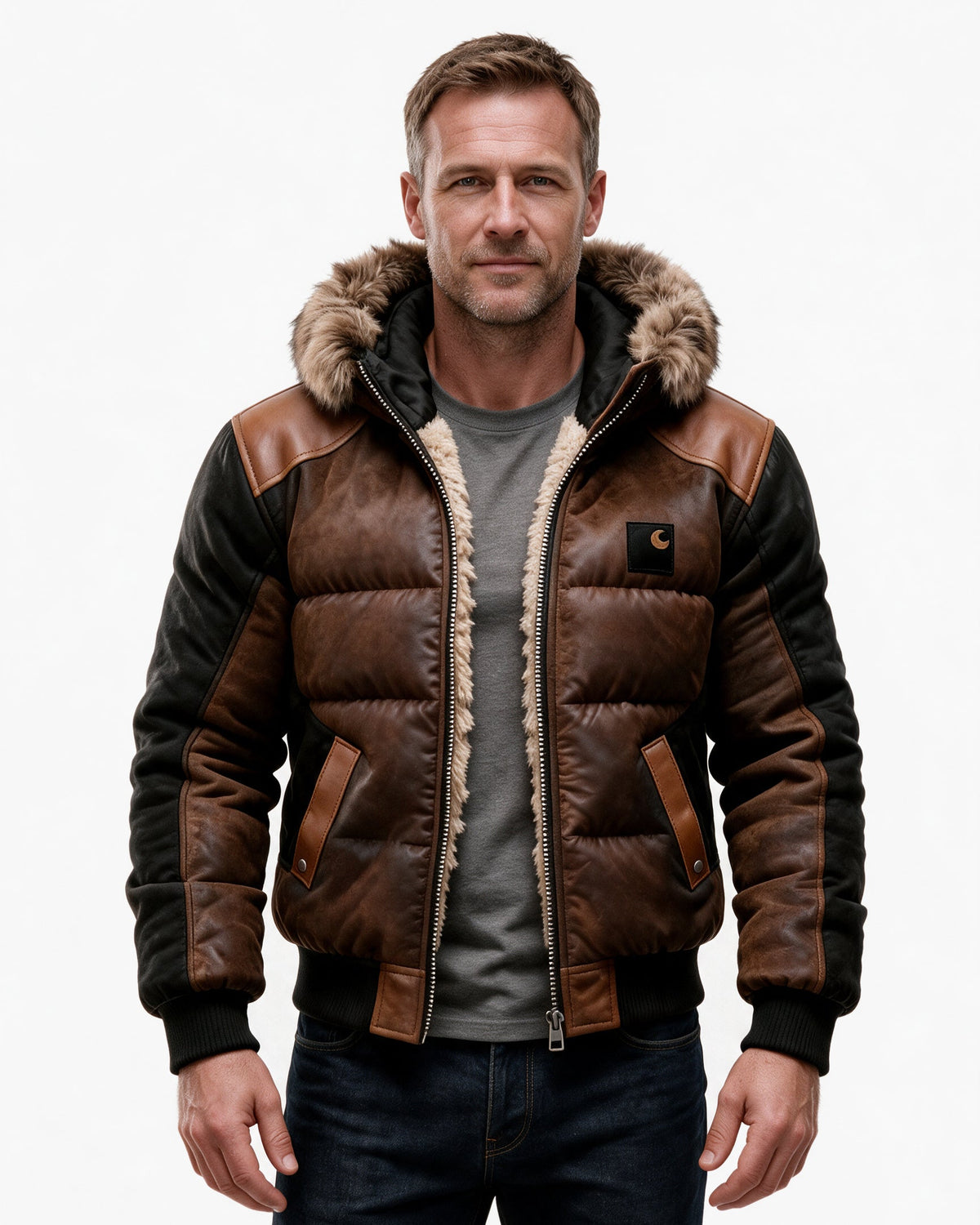 Men’s Hooded Quilted Jacket with Faux Fur Trim – Ashford
