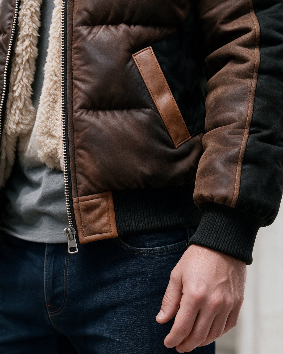 Men’s Hooded Quilted Jacket with Faux Fur Trim – Ashford