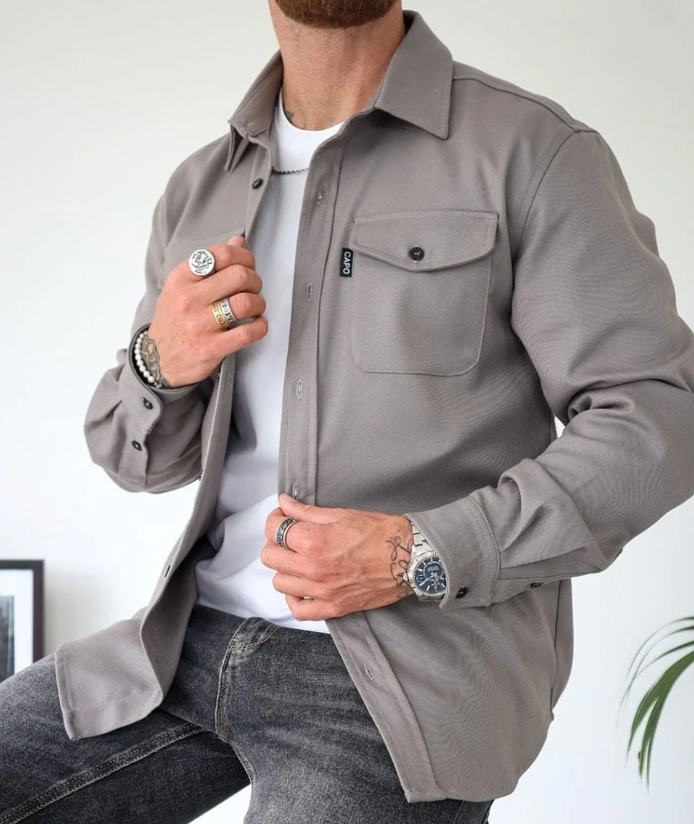 Men’s Button-Up Overshirt with Chest Pockets – Elmbridge