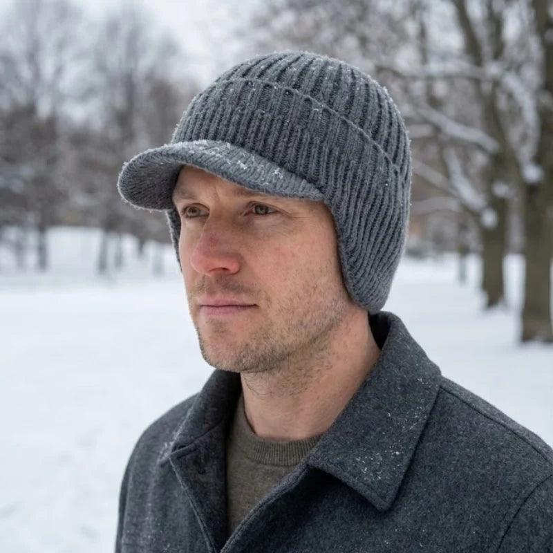 Unisex Knitted Winter Hat with Peak & Ear Coverage – Northwick