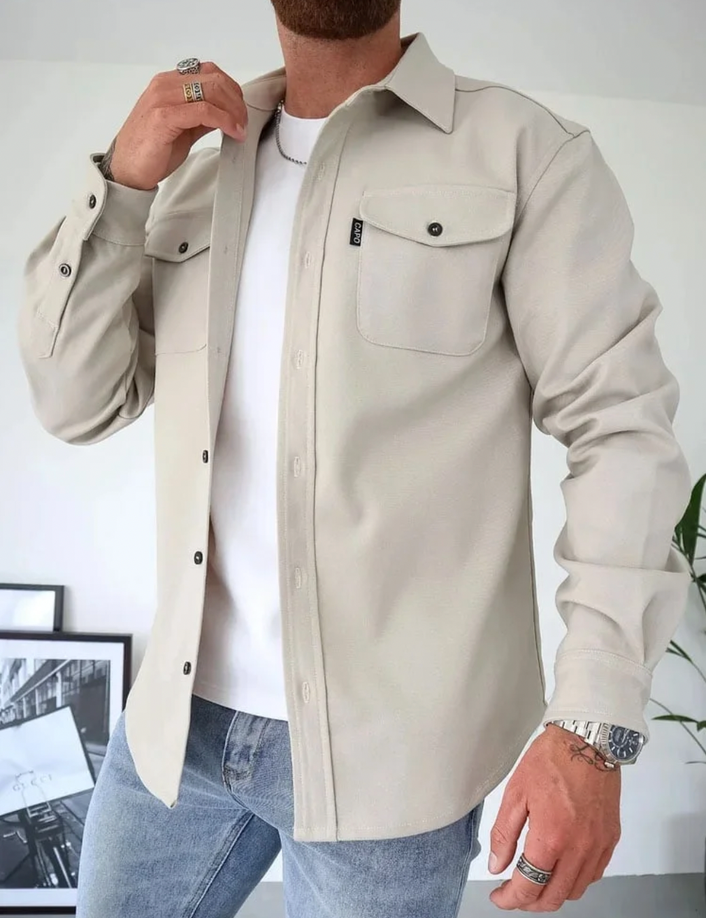 Men’s Button-Up Overshirt with Chest Pockets – Elmbridge