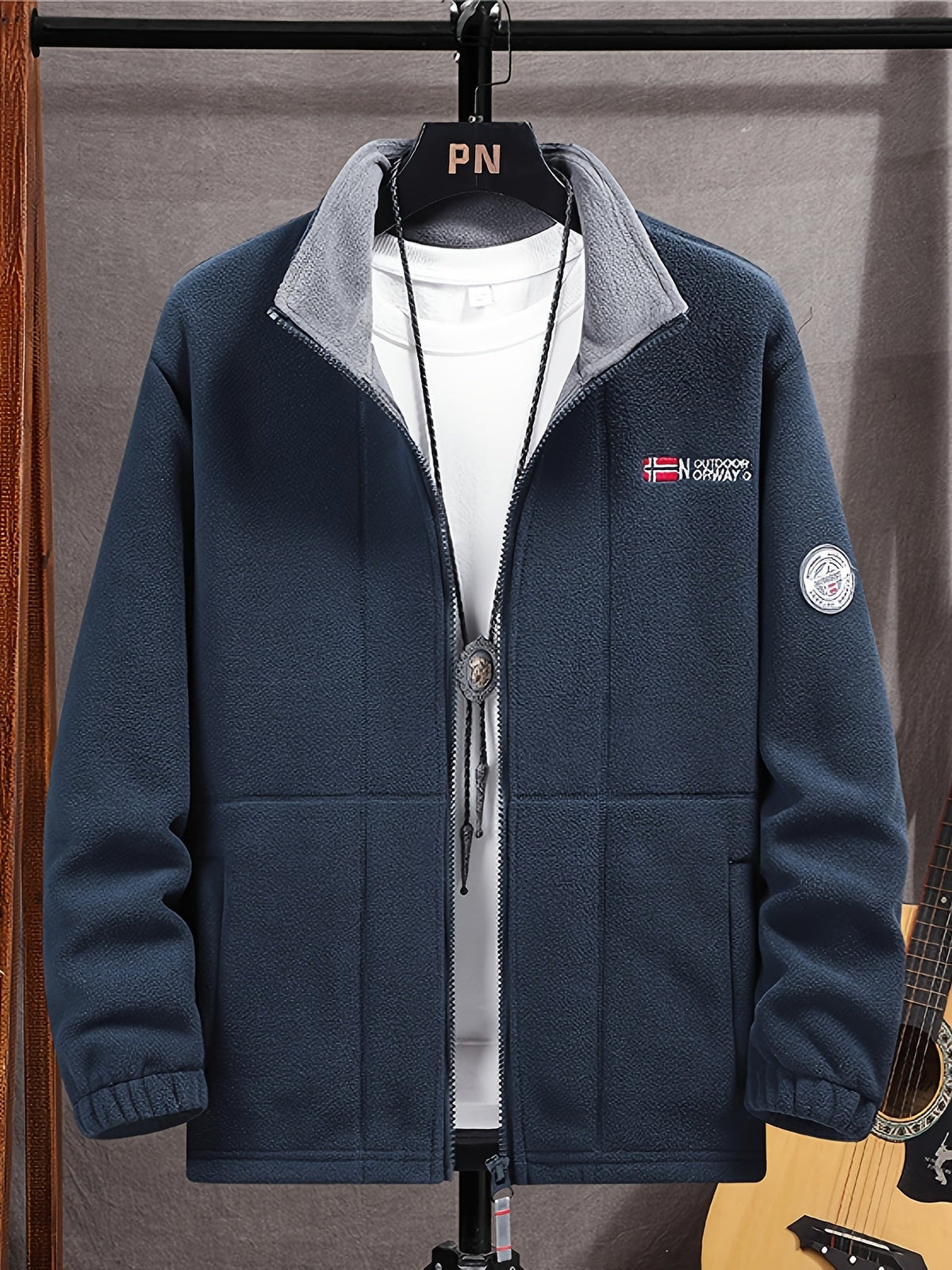 Men’s Full-Zip Fleece Jacket with Stand Collar – Alderwick