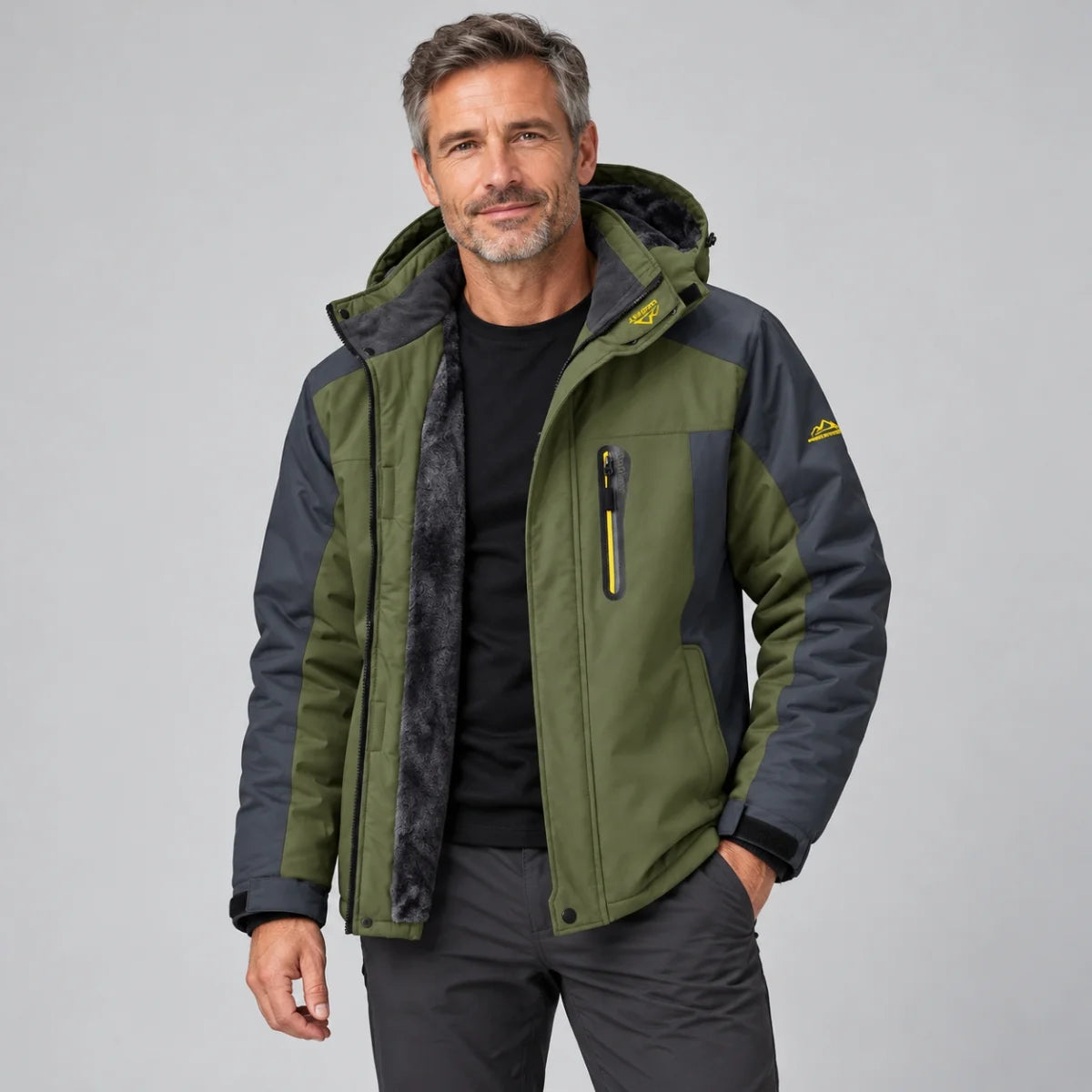 Men’s Hooded Jacket with Full Zip & Contrast Panels – Ridgeway