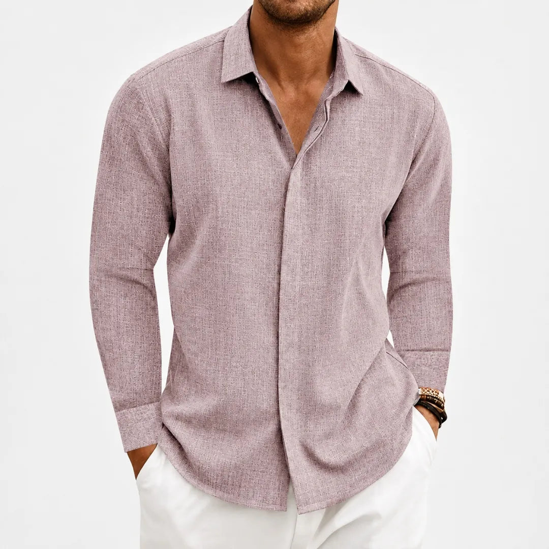 Chemise Homme en Lin à Boutons Cachés