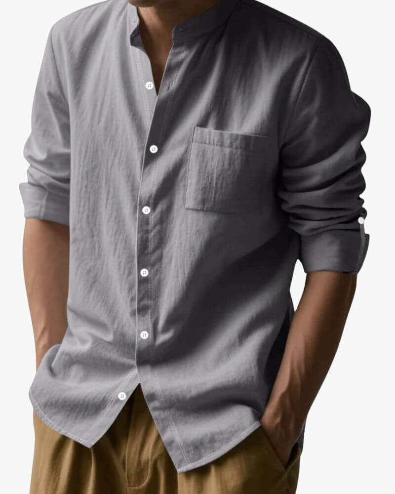 Éloi – Chemise col mao en lin - OPLX - Atelier Opulence