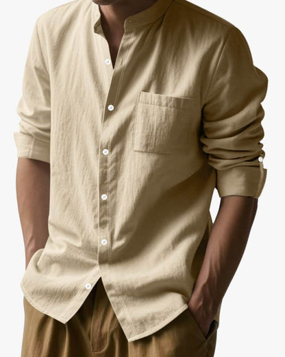 Éloi – Chemise col mao en lin - OPLX - Atelier Opulence