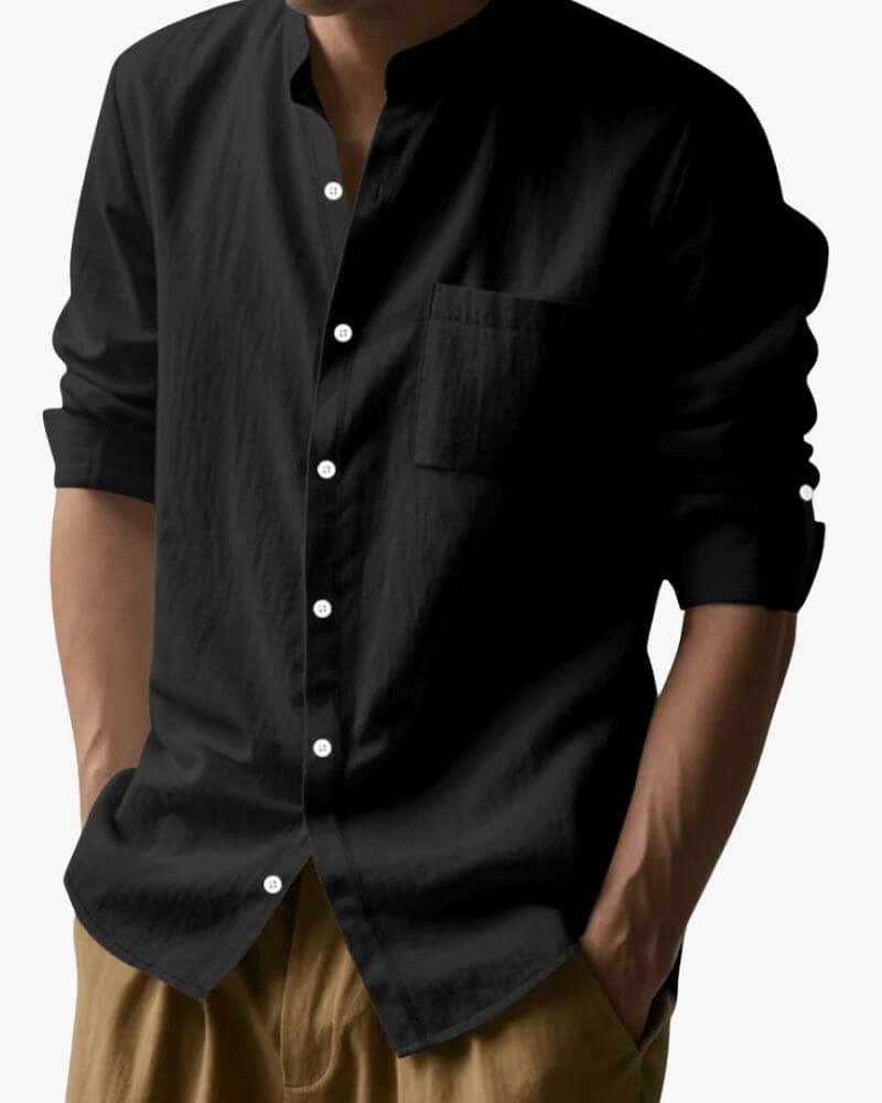 Éloi – Chemise col mao en lin - OPLX - Atelier Opulence
