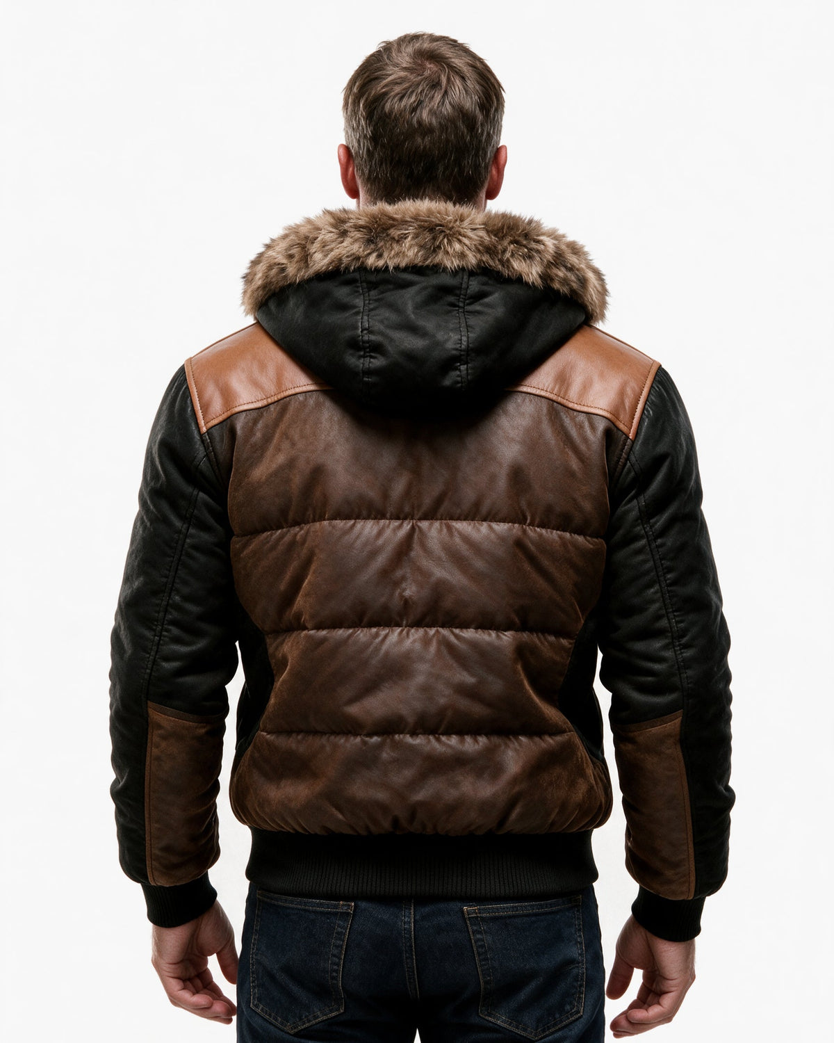 Men’s Hooded Quilted Jacket with Faux Fur Trim – Ashford
