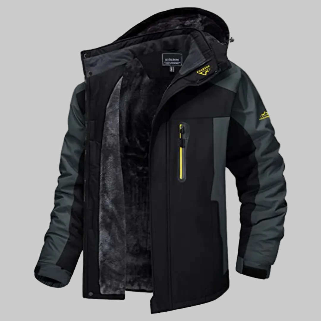 Men’s Hooded Jacket with Full Zip & Contrast Panels – Ridgeway